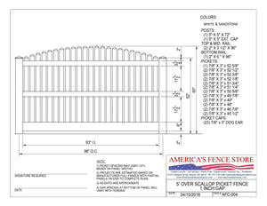 5' Tall x 8' Wide Overscallop Fence with 5/8" Air Space, AFC-004