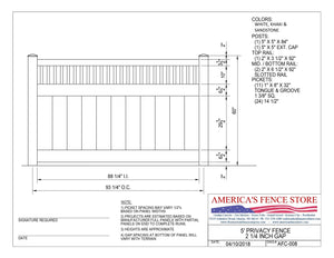 5' Tall x 8' Wide Privacy Fence with 2-1/4" Air Space Picket Accent, AFC-008