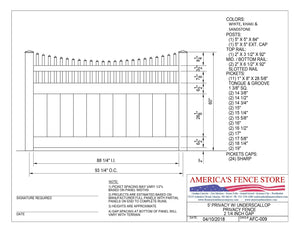 5' Tall x 8' Wide Underscallop Privacy Fence with 2-1/4" Air Space Picket Accent, AFC-009