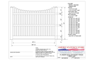 6' Tall x 8' Wide Underscallop Picket Fence with 1" Air Space, AFC-013