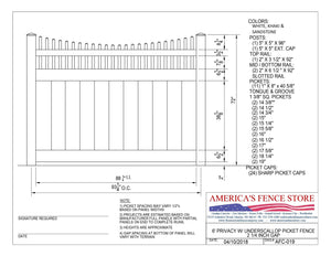 6' Tall x 8' Wide Privacy Fence with 2-1/4" Air Space Underscallop Picket Accent, AFC-019