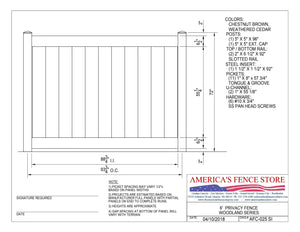 6' Tall x 8' Wide Privacy Fence Woodlands Series, AFC-025