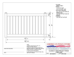 5' Tall x 8' Wide Semi Privacy Fence, AFC-C32