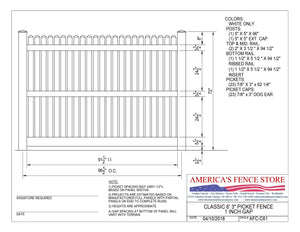 6' Classic 3" Picket with 1" Air Space, AFC-C61