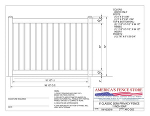 6' Tall x 8' Wide Semi Private Fence with 1" Air Space, AFC-C62