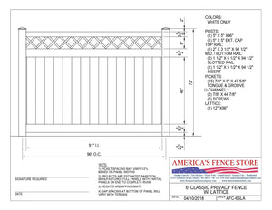 6' Tall x 8' Wide Privacy Fence with Lattice Accent, AFC6SLA