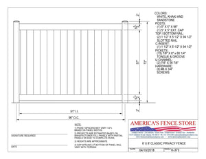 6' Tall x 8' Wide Privacy Fence, K-373