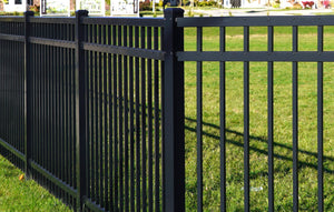 Ornamental Aluminum Flat Top 6' Wide x 4' Tall 3-Rail Fence Panel with 3-7/8" Air Space