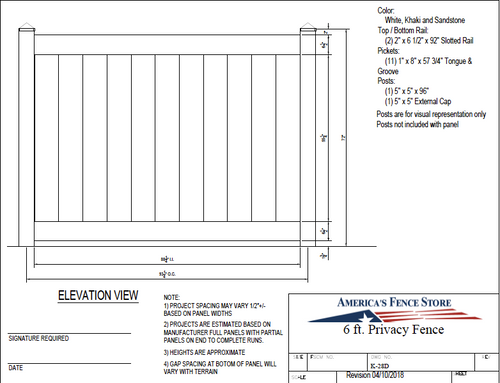 K-28D 6' Tall x 8' Wide Privacy Fence Panel