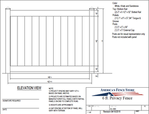 K-28D 6' Tall x 8' Wide Privacy Fence Panel