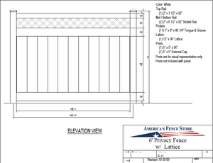 K-31   6' Tall x 8' Wide Privacy Fence with Lattice Accent