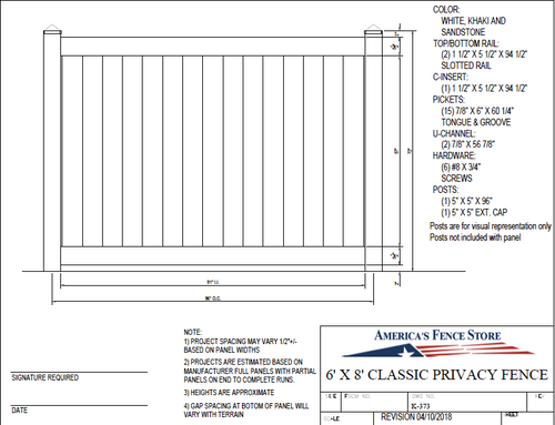 K-373 6' Tall x 8' Wide Privacy Fence