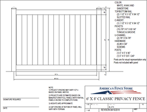 K-373 6' Tall x 8' Wide Privacy Fence