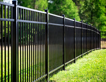 Ornamental Aluminum Flat Top 6' Wide x 5' Tall 3-Rail Fence Panel with 3-7/8" Air Space