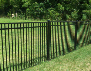 [50 Feet Of Fence] 5' Tall Black Ornamental Aluminum Flat Top Complete Fence Package