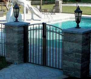 24' Aluminum Ornamental Double Swing Gate - Flat Top Series C - Over Arch