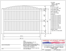 AFC-012   6' Tall x 8' Wide Overscallop Fence with1" Air Space