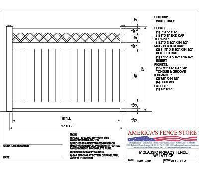 AFC6SLA 6' Tall x 8' Wide Privacy Fence with Lattice Accent – America's ...