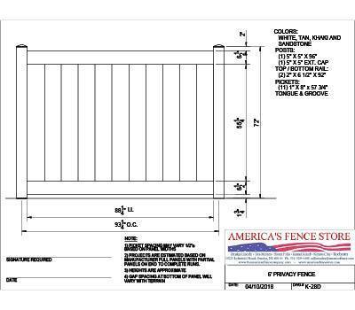 K-28D 6' Tall x 8' Wide Privacy Fence Panel