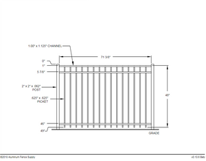 [75 Feet Of Fence] 6' Tall Black Ornamental Aluminum Flat Top Complete Fence Package