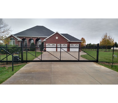 Aluminum Ornamental Flat or Spear Top 6' tall Slide Gate - 12' opening 18' overall / Spear top